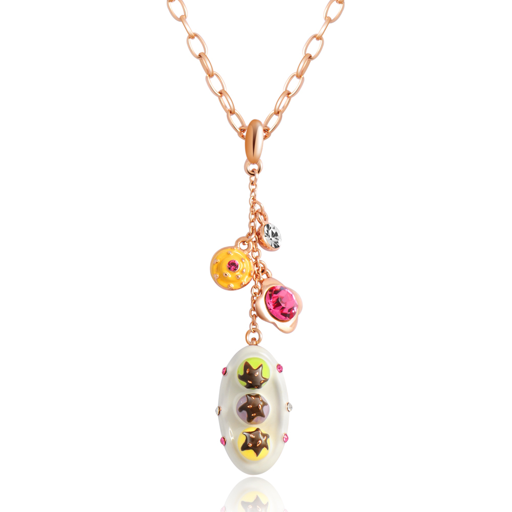 crystal charm D3 accessories colorful cake millenum sweet temptation long chain female sweet collar necklace(China (Mainland))