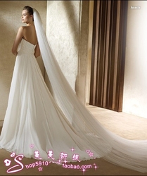 3 meters Comb Free Shipping 2013 Ivory White Tulle Bridal Cathedral Bridal Wedding Veils Head Elegant Fashion Accessories TS011(China (Mainland))