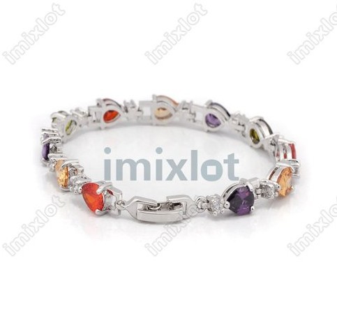 Fashion 925 silver + high true zircon color crystal bracelet with gift box free shipping 1pcs/lot[CRR42 M*1](China (Mainland))