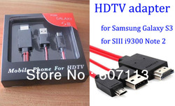 Free shipping 20 Mobile High Definition Link 2M Red Micro USB MHL to HDMI HDTV Adapter Cable For Samsung Galaxy S3 i9300 Note 2(China (Mainland))