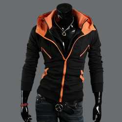 2013 Male Sweatshirt ,Male Outerwear Color Block Decoration Slim Cardigan Sweatshirt(China (Mainland))