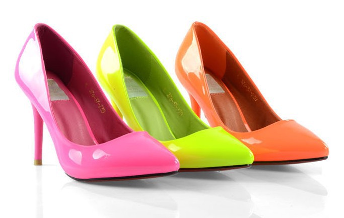 high heels shoes woman women pumps neon yellow pumps Green Pink Yellow ...