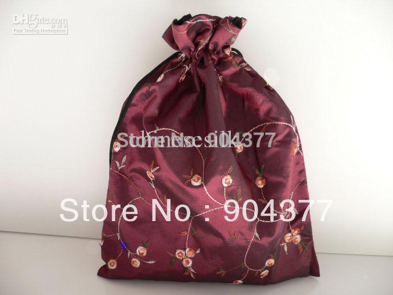 Satin Drawstring Reusable Shoe Storage Bags for Women Embroidered Double Layer Shoe Covers 10pcs pack Mix