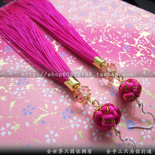 Chinese knot design long tassel earrings the bride hair accessory lantern earrings marriage accessories earring(China (Mainland))