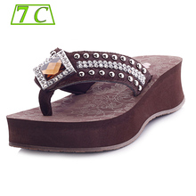 Free Delivery 2013 Summer High Heel Sandals for women platform sandals Rhinestone Flip Flops Women Wedges Slippers summer shoes