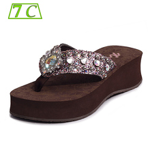 Sandals for women 2013 Fashion sandalias Paillette Sandals Women’s platform sandals Wedges Rhinestone Flip Flops summer shoes