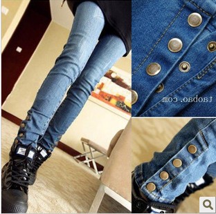 Free shipping 1pcs/lot wholesale price 2013 spring Women tight jeans women skinny trousers(China (Mainland))