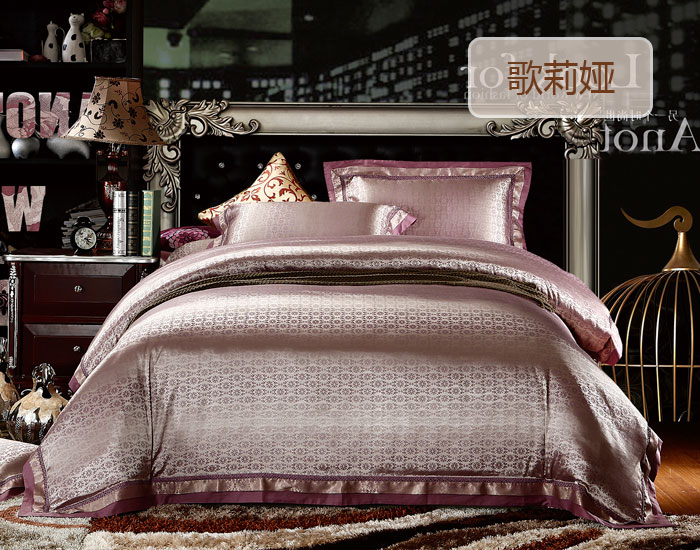 Tencel bedding set satin jacquard cotton 100% 4pcs (1quilt cover+1 bed ...