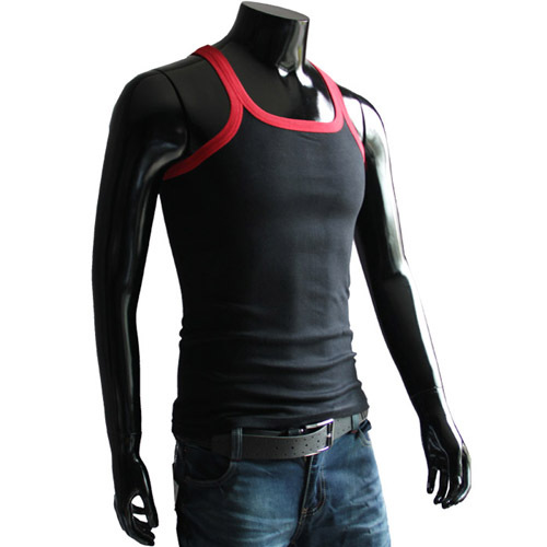 Free Shipping Hot Men's Vest,Hot-selling ! top fashion personality square collar male slim undershirt Color:(China (Mainland))