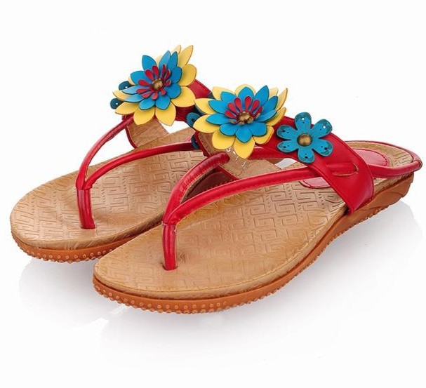 flower fashion sandals quality shoes slippers for high  slippers  PU High  women beach flat Brand quality