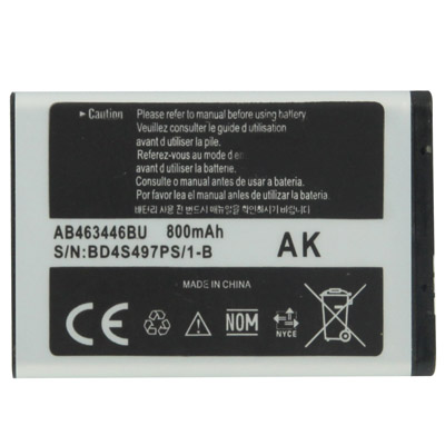 Hot Selling 800mAh AB463446BU Replacement Battery for Samsung C512 X208 1258 1250