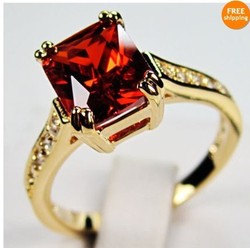 Sz7/89/10 Brand new Jewelry beautiful ruby lady's 10KT yellow Gold Filled Ring Gift 1pc Freeshipping(China (Mainland))