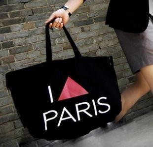 Free shipping 2011 paris letter canvas casual tote shoulder handbag women's one shopping bag 2013 shopper reusable(China (Mainland))
