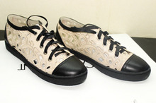 free shipping womens luxury brand genuine leather low cut best Quality black beige color lace-up Hollow Hole sneaker sport shoes