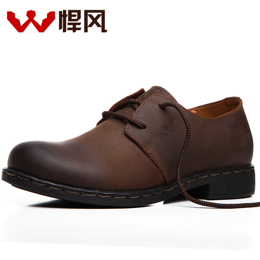 Fashion big head leather shoes tidal current male commercial breathable casual shoes crazy horse leather shoes tooling shoes(China (Mainland))