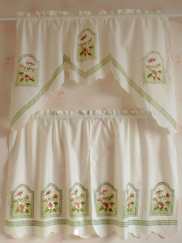 European curtains Fashion fabric embroidered organza rustic style cafe ...