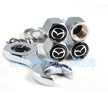 Freeshipping 3sets/ lot Wheel Tyre Tire Valve Dust Stems Air Caps Cover Emblem + Wrench For MAZDA