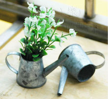 Vintage Nostalgia Mini Garden Silver Watering Can/ Tin Bucket/ Flowers Keg Favor Box Kit/ Wedding favor/ Tin Box(China (Mainland))