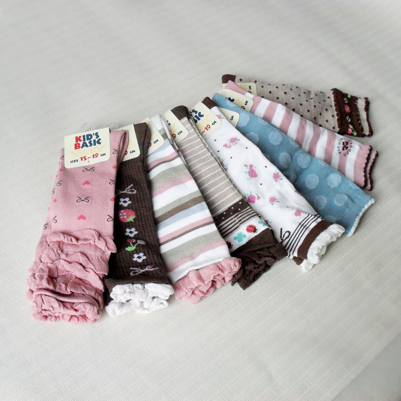 Guava children cotton socks 100% laciness knee-high socks cartoon kid lsquo . s basic(China (Mainland))