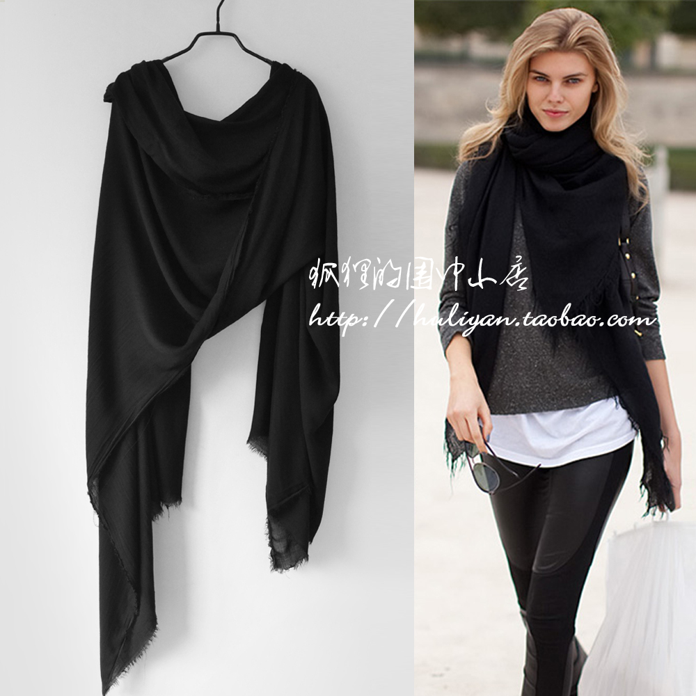 Z general black ultra long big torn edge scarf women's can do cape fashion(China (Mainland))