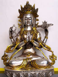 Do old retro antique Hand exquisite Tibet Tibet Buddhist Four-armed guanyin buddha bronze statue Tibetan -02(China (Mainland))