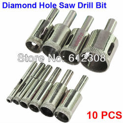 Free shipping 10 PCS Set Diamond Coated Drill accessories Bits Hole Saw Glass Granite Cutter opener Bits 6mm-30mm(China (Mainland))
