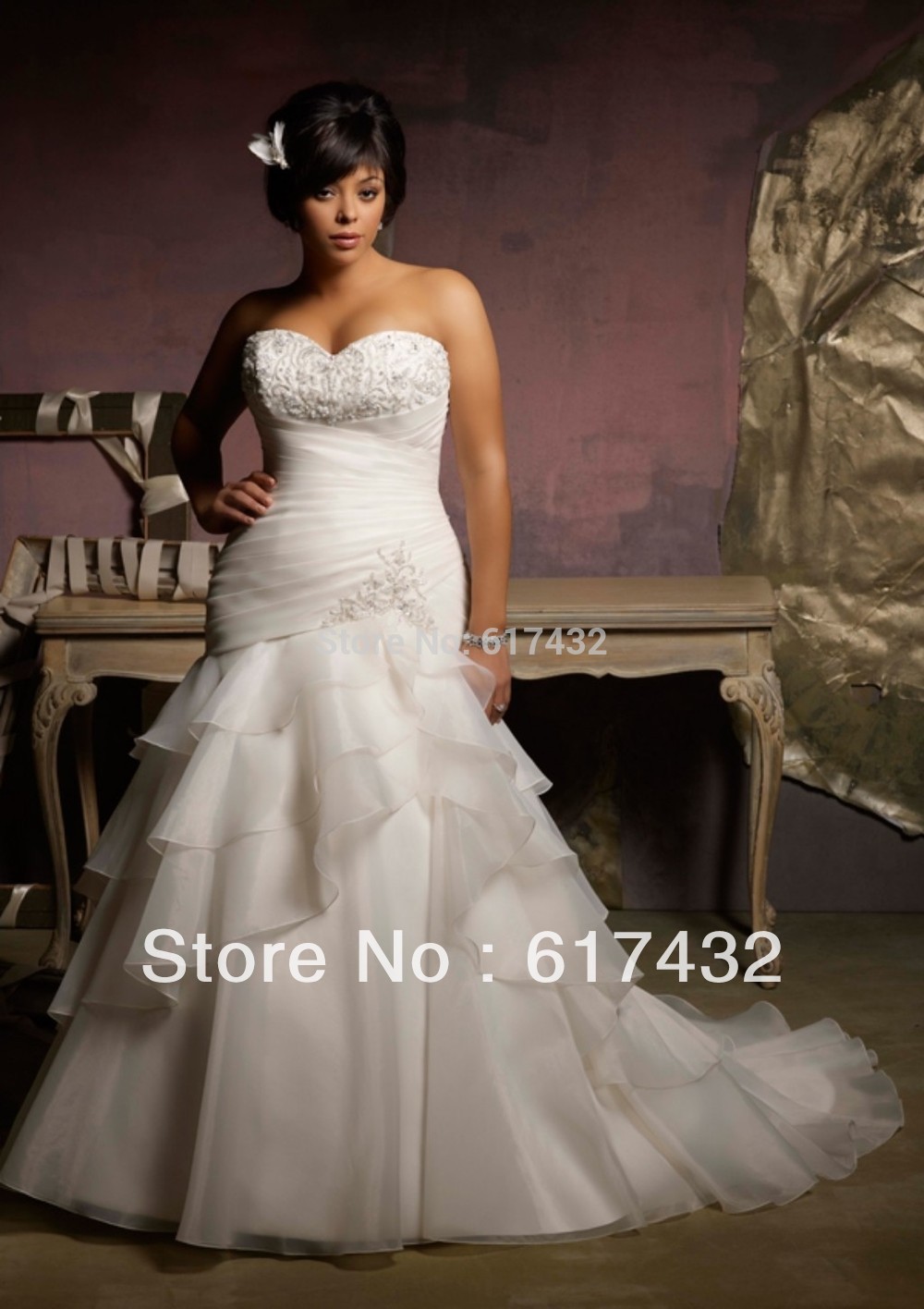 Beaded appliques wedding dresses plus size