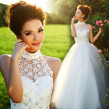 Ferrara 2013 qi in wedding halter-neck vintage wedding dress lace puff skirt