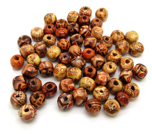 300Mixed Wood Multicolor Round Spacer Beads 8x6mm