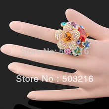 High Quality Austrian Crystal 18 K Gold Plated Fashion Imitation Diamond Ruby Zircon Wedding Ring