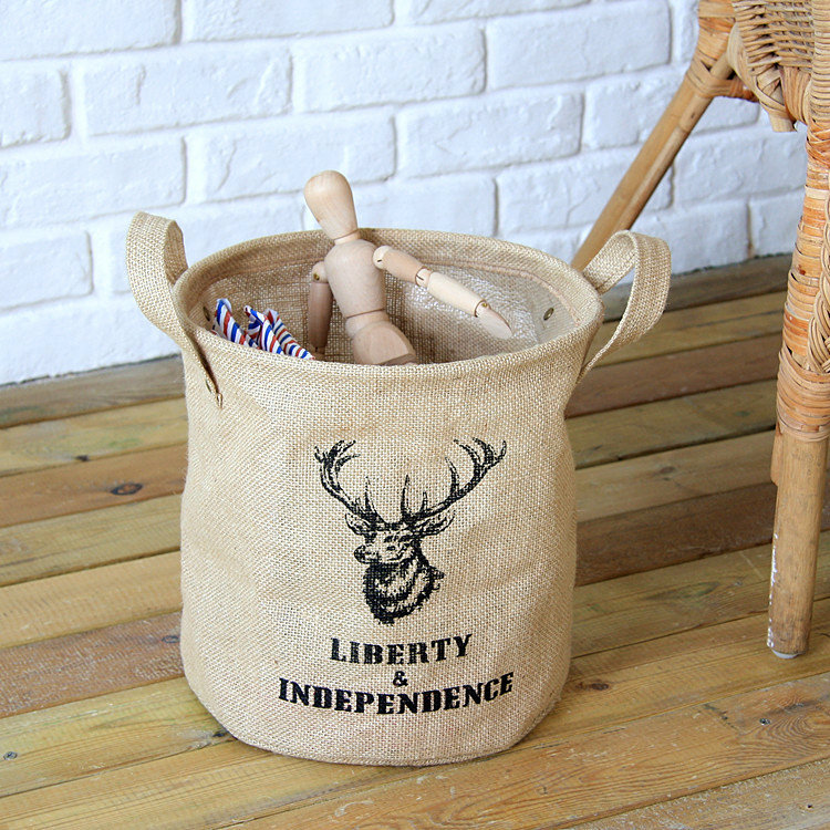 Fashion storage bucket eco-friendly dirty clothes basket jute storage basket zakka storage basket miscellaneously toy storage(China (Mainland))
