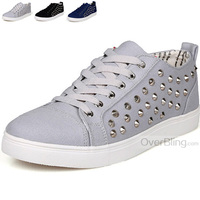 X81665  2013 New Brand Spring Casual Canvas Lace-up Sneaker Rivets Fashion Shoes For Men Lace-up Sneakers