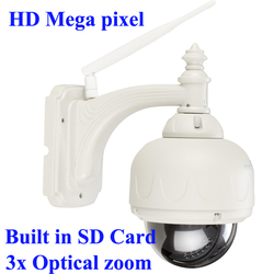 H.264 1.0MP megapixel HD PTZ 3X ZOOM Mega Pixels IR IP Dome Camera 720P Wireless IP Camera SD card support(China (Mainland))