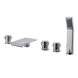 5pcs bathtub faucet deck mounted bathroom basin hot/cold mixer taps with abs hand showr faucet set(China (Mainland))
