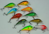 10Pcs 50mm Bass Fishing Hard Lure Floating Crank Bait Diving Minnow Hook Tackle