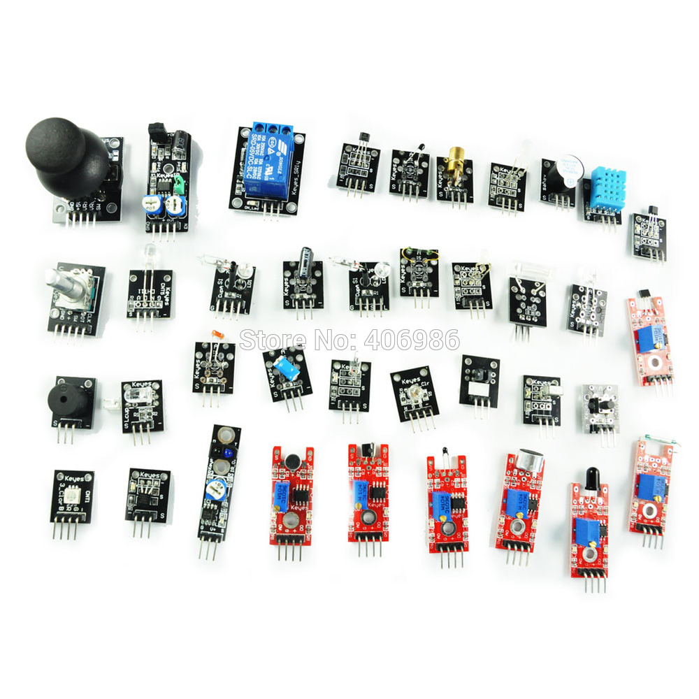 Hot Sale Cheap 37PCS Arduino Compatible Sensor Switch Flame Temperature Color LED Buzzer Replay 37 in
