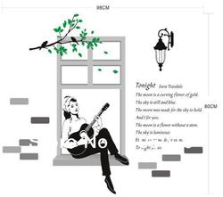 32"*39" (80x98cm) AY853 Vinyl Wall Sticker Hepburn's Still in Film Breakfast at Tiffany's Quality PVC English Home Decor Murals(China (Mainland))