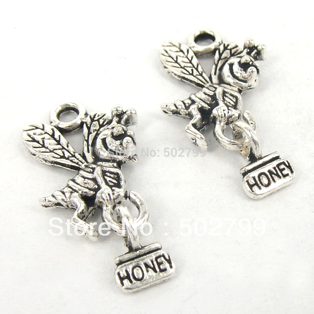 wholesale 30PCS lot Tibetan Silver Alloy Honey Bee Charm Pendant Jewelry Finding 18x25mm TS9845
