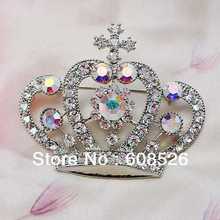 free shipping 1 piece high quality beautiful AB colorful jewelry crown crystal rhinestone pin brooch item