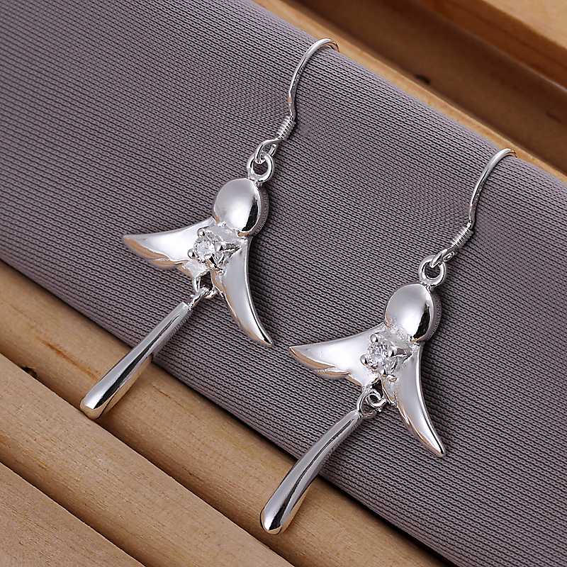 Free shipping 925 sterling silver jewelry earring fine glisten crystal kite drop jewelry earring wholesale and retail SMTE198(China (Mainland))