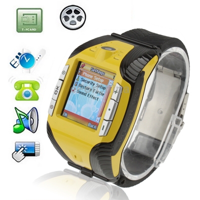 F3 Detachable Belt Conceptualized Design Bluetooth Touch Screen Watch Mobile phone Network GSM900 1800 1900MHZ Yellow