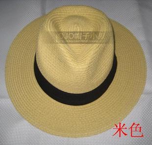Large brim summer male strawhat sunbonnet beach cap fedoras male hat(China (Mainland))