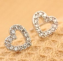 Min.order is $15 (mix order) Free Shipping & 2013 Wholesale Korean Fashion Earrings Love Full Drill Earrings XY-E129