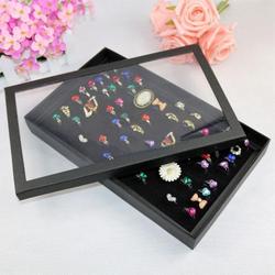 Free shipping 1pc New Jewelry Ring Ear Studs Display Storage Box Holder Show Case 100 Slots(China (Mainland))
