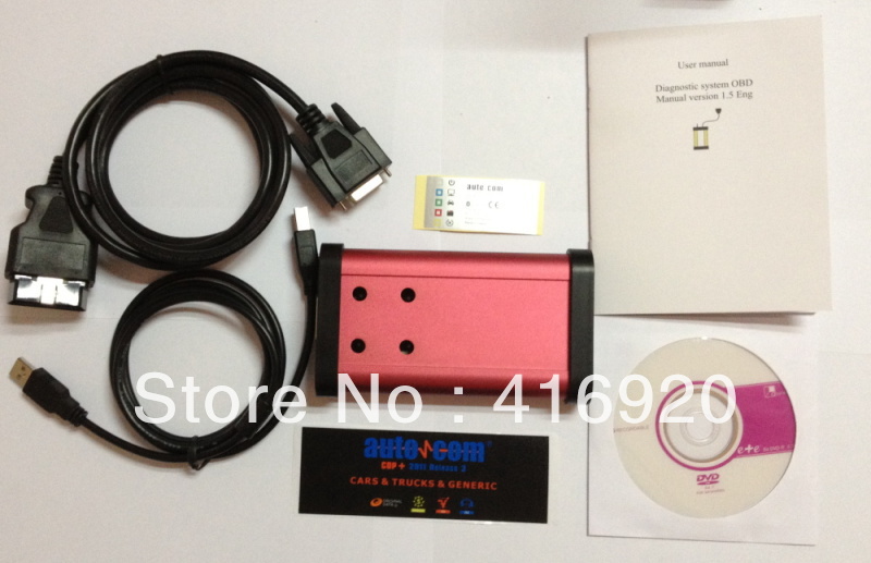 2013 Red Auto CDP PLUS COM with keyen on CD release R3 TRUCK CAR SCANNER CDP+ PLUS 3 IN 1 PRO(China (Mainland))