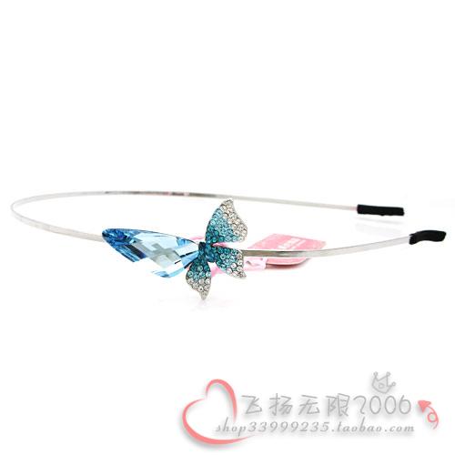 NEOGLORY accessories silver blue crystal rhinestone butterfly hair bands headband hair pin elegant(China (Mainland))