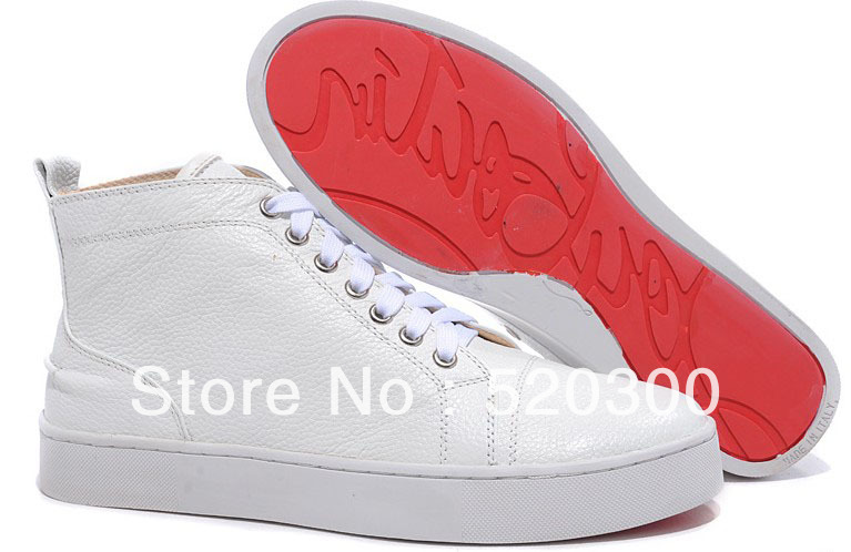 white color sheepskin with gold spike studed, red sole mens ...