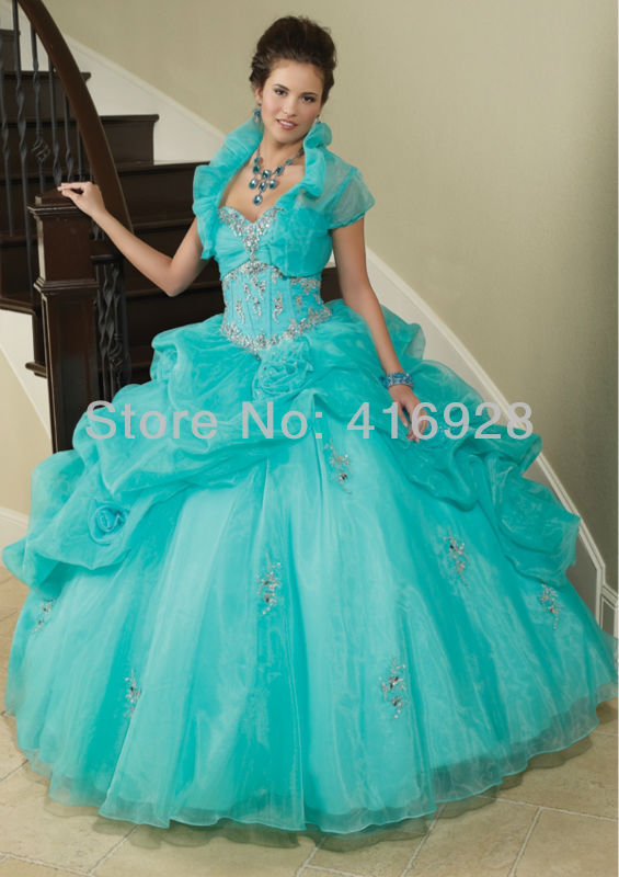 Newest Fashion Beading Organza Quinceanera Dresses Free Jacket