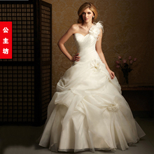 2013 wedding one shoulder flower princess wedding dress bandage wedding dress sweet elegant wedding dress formal dress