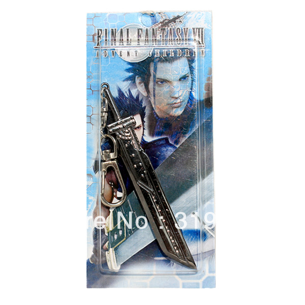 Wholesale/Retail Free Shipping FS Final Fantasy VII 7 FF7 Cloud Sword Fenrir Key Chain Ring Keychain Cosplay